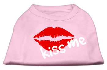 Image of Kiss Me Screen Print Dog Shirt - Light Pink