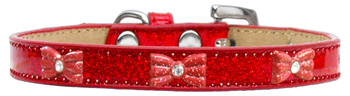 Red Glitter Bow Widget Dog Collar - Red - Ice Cream