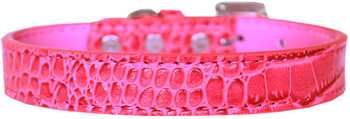 Tulsa Plain Croc Dog Collar - Bright Pink