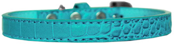 Wichita Plain Croc Dog Collar - Turquoise