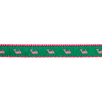 Whales Pink on Kelly Green 3/4 inch Dog Collar, Harness