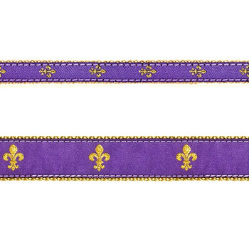 Purple Fleur de Lis 1/2, 3/4 & 1.25 inch Dog & Cat Collar, Harness