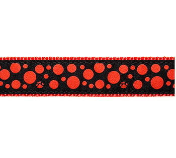 Red Polka Dots on Black, 1/2, 3/4 & 1.25 inch Dog & Cat Collar, Harness