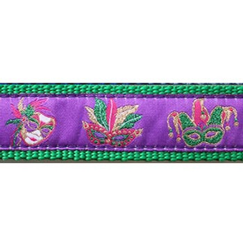 Mask Mardi Gras 3/4 & 1.25 inch Dog Collar, Harness