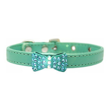 Bow-dacious Crystal Dog Collar - Aqua