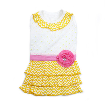 Yellow Sunshine Chevron Dog Dress