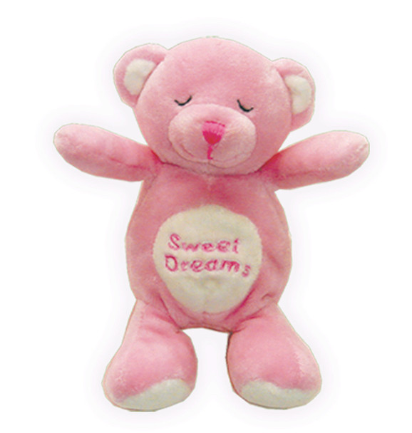 Pink Snoring Bear Dog Toy