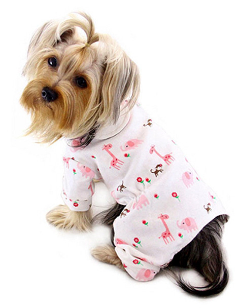 Pink Giraffe & Monkeys Cotton Knit Dog Pajamas