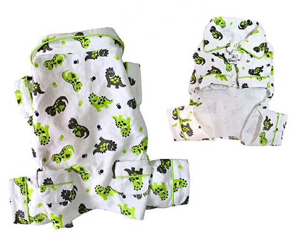 Playful Dinosaur Cotton Flannel Dog Pajamas
