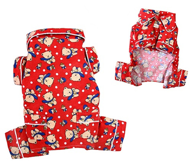 Winter Teddy Bear Cotton Flannel Dog Pajamas