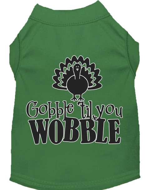 Gobble Til You Wobble Screen Print Dog Shirt - Green