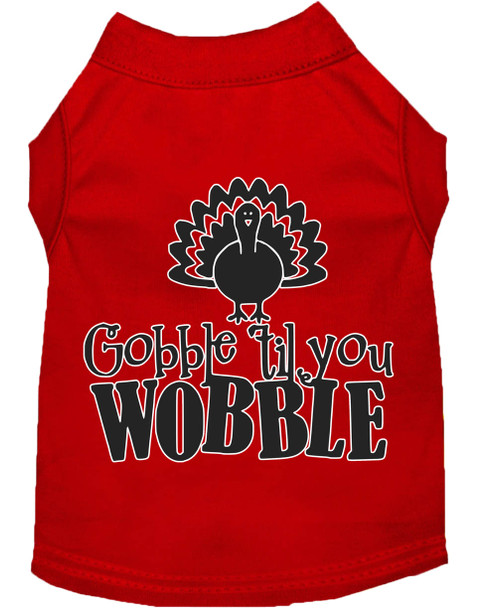 Gobble Til You Wobble Screen Print Dog Shirt - Red