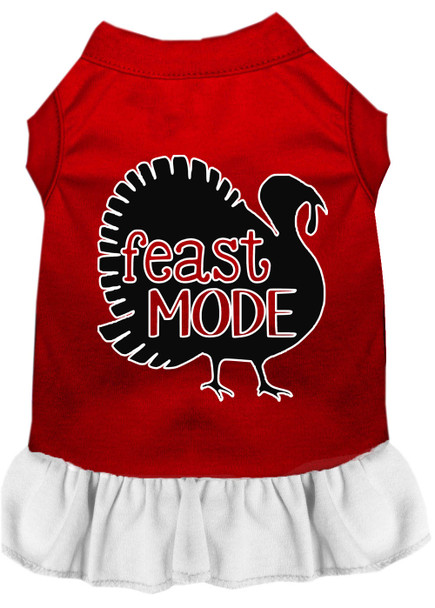 Feast Mode Screen Print Dog Dress Red With White