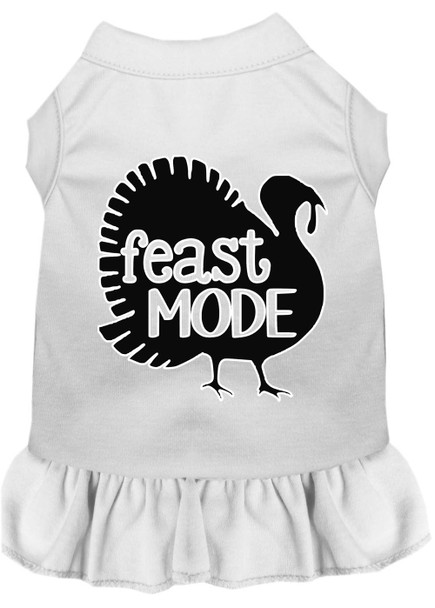 Feast Mode Screen Print Dog Dress - White