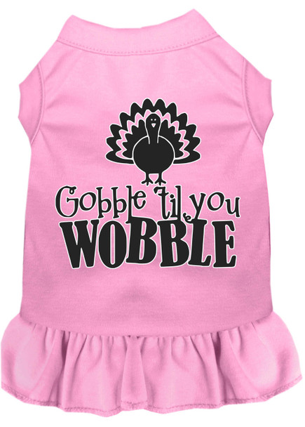 Gobble Til You Wobble Screen Print Dog Dress Light Pink