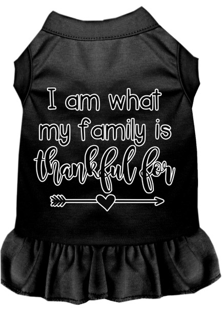 I Am What My Family Is Thankful For Screen Print Dog Dress Black