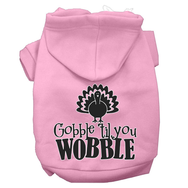 Gobble Til You Wobble Screen Print Dog Hoodie - Light Pink