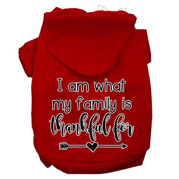 I Am What My Family Is Thankful For Screen Print Dog Hoodie - Red