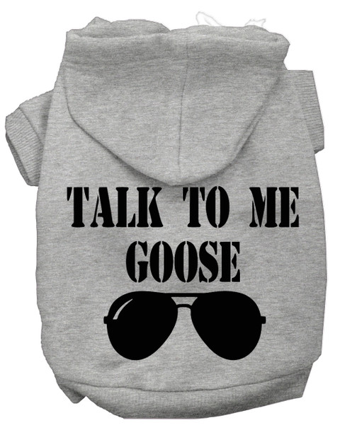 Talk To Me Goose Screen Print Dog Hoodie - Grey
