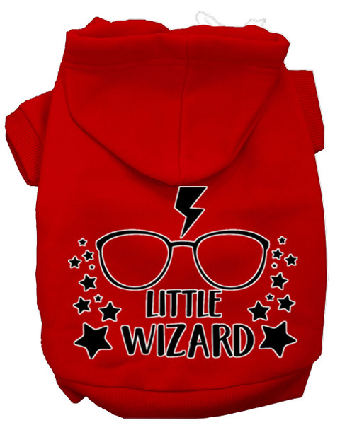 Little Wizard Screen Print Dog Hoodie - Red