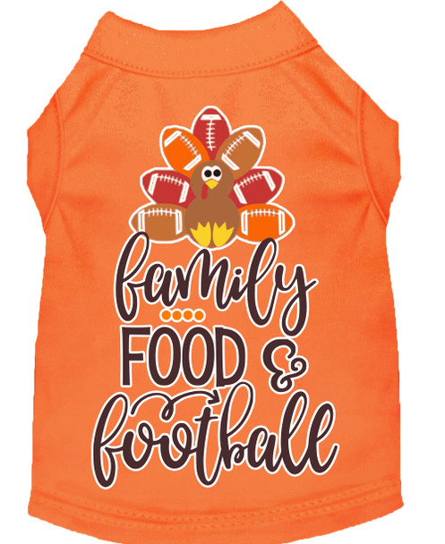 Family, Food, And Football Screen Print Dog Shirt - Orange