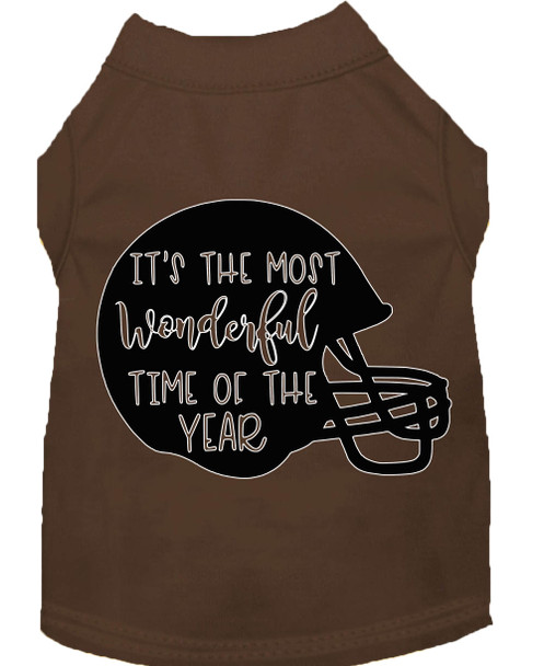Most Wonderful Time Of The Year (football) Screen Print Dog Shirt - Brown