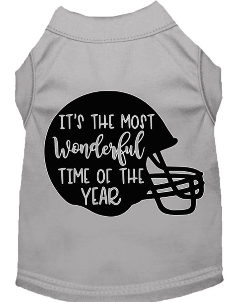 Most Wonderful Time Of The Year (football) Screen Print Dog Shirt - Grey