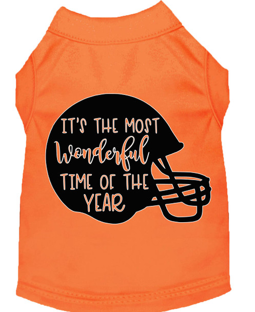Most Wonderful Time Of The Year (football) Screen Print Dog Shirt - Orange
