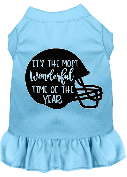 Most Wonderful Time Of The Year (football) Screen Print Dog Dress - Baby Blue