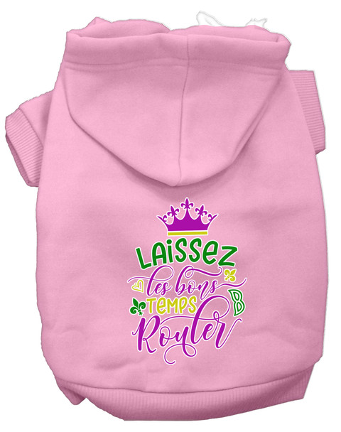 Laissez Les Bons Temps Rouler Screen Print Mardi Gras Dog Hoodie - Light Pink