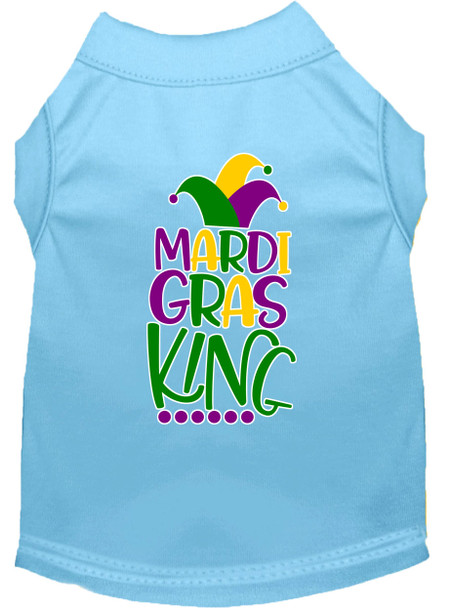 Mardi Gras King Screen Print Dog Shirt - Baby Blue