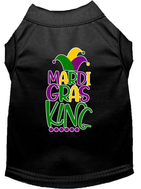 Mardi Gras King Screen Print Dog Shirt - Black