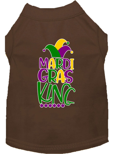 Mardi Gras King Screen Print Dog Shirt - Brown
