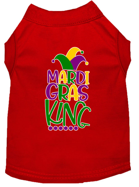 Mardi Gras King Screen Print Dog Shirt - Red