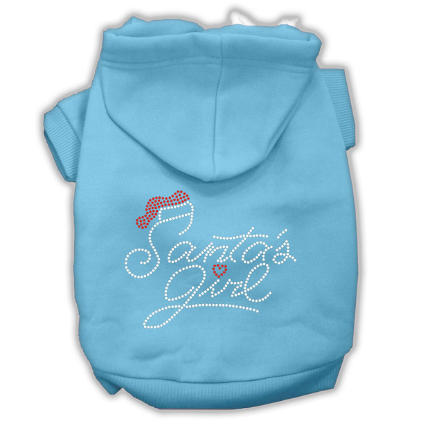 Santa's Girl Rhinestone Dog Hoodie - Baby Blue