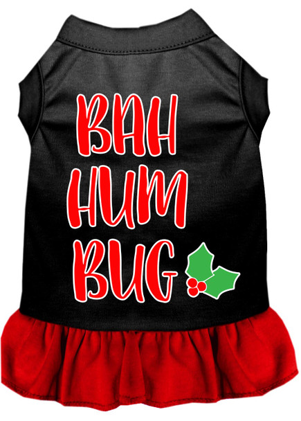 Bah Humbug Screen Print Dog Dress - Black With Red