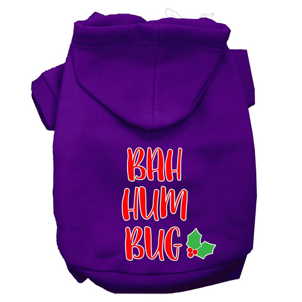 Bah Humbug Screen Print Dog Hoodie - Purple