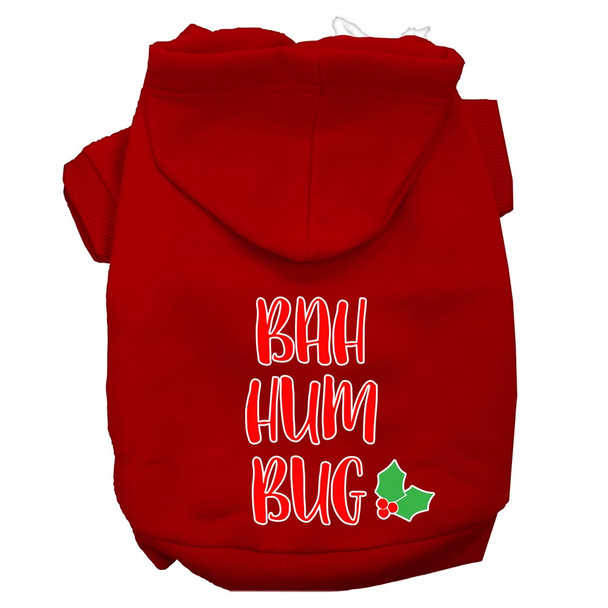 Bah Humbug Screen Print Dog Hoodie - Red