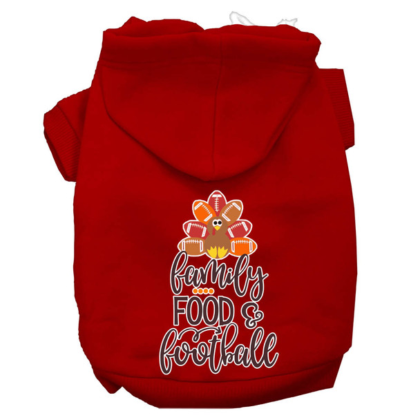 Family, Food, And Football Screen Print Dog Hoodie - Red