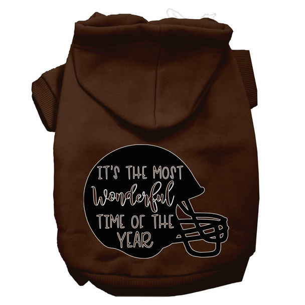 Most Wonderful Time Of The Year (football) Screen Print Dog Hoodie - Brown