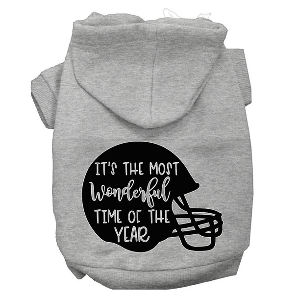 Most Wonderful Time Of The Year (football) Screen Print Dog Hoodie - Grey