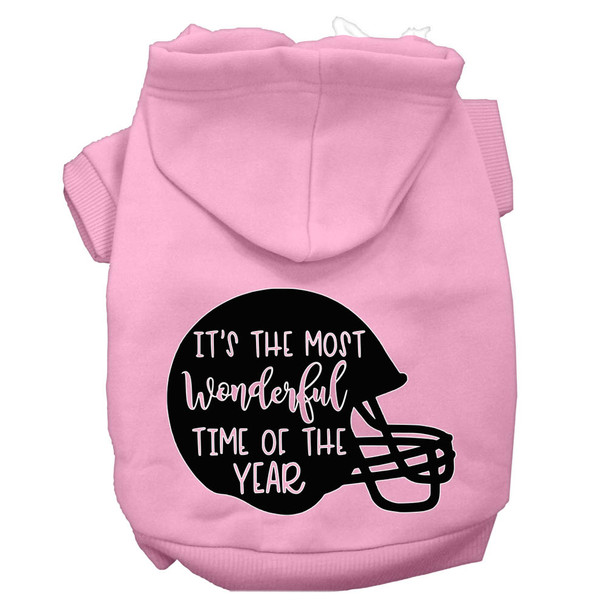 Most Wonderful Time Of The Year (football) Screen Print Dog Hoodie - Light Pink