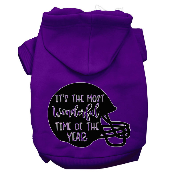 Most Wonderful Time Of The Year (football) Screen Print Dog Hoodie - Purple