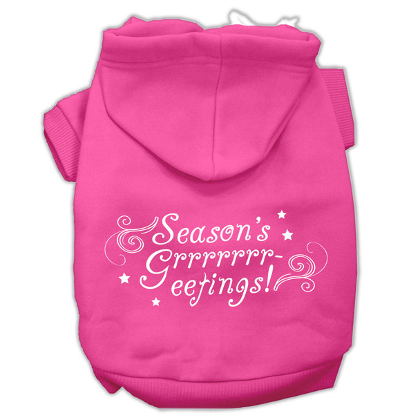 Seasons Greetings Screen Print Pet Hoodies - Bright Pink