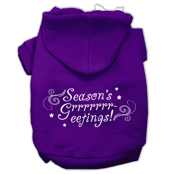 Seasons Greetings Screen Print Pet Hoodies - Purple