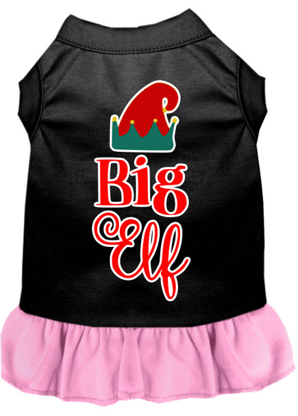 Big Elf Screen Print Dog Dress - Black With Light Pink