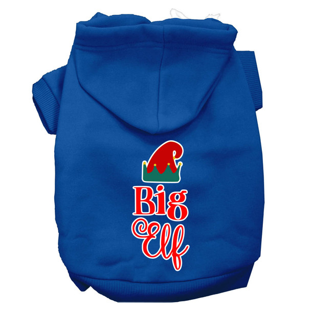 Big Elf Screen Print Dog Hoodie - Blue