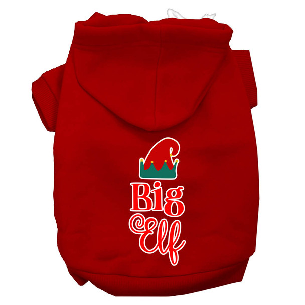 Big Elf Screen Print Dog Hoodie - Red