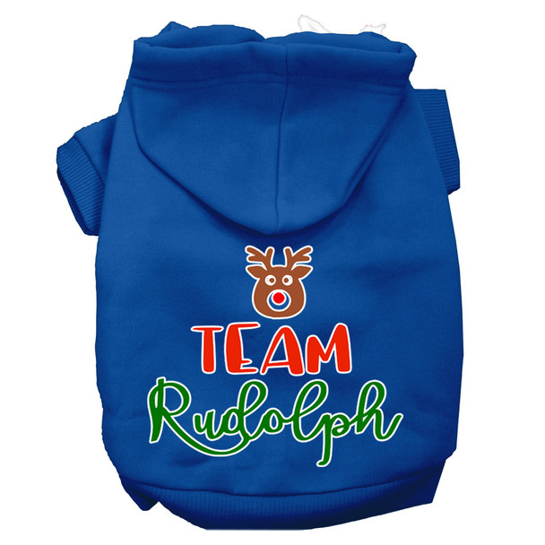 Team Rudolph Screen Print Dog Hoodie - Blue