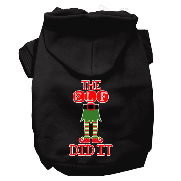 The Elf Did It Screen Print Dog Hoodie - Black